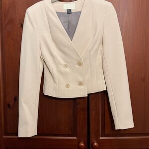H&M Cream Double-Breasted Blazer